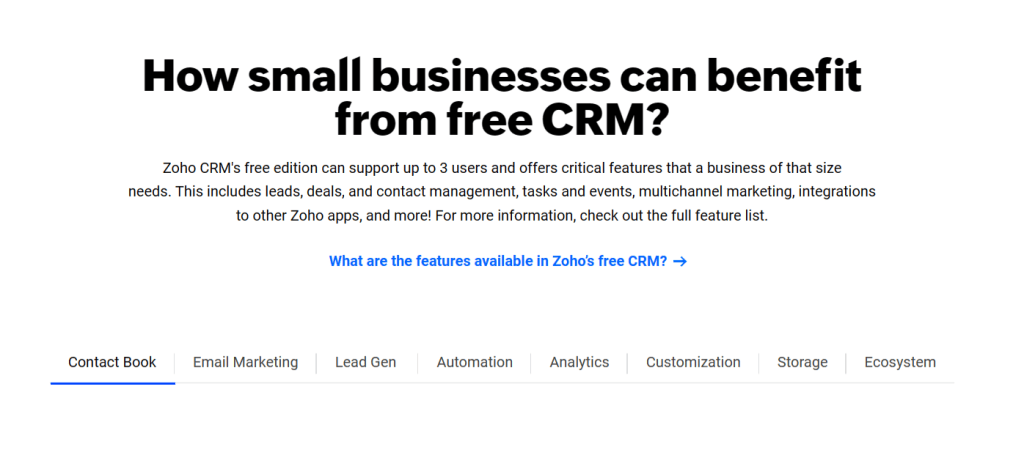 zoho crm benefits