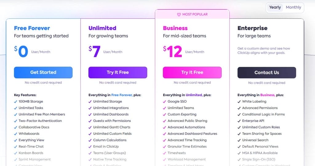 clickup pricing